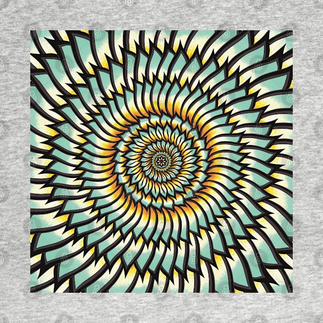 Sunshine and Sky Mandala -Intricate Digital Illustration - Colorful Vibrant and Eye-catching Design for printing on t-shirts, wall art, pillows, phone cases, mugs, tote bags, notebooks and more by cherdoodles